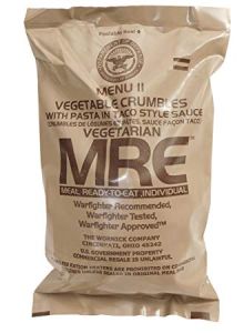 Vegetable Crumbles with Pasta in Taco Style Sauce - Meals Ready To Eat US Military MREs - Menu 11 - 2024 Inspection Date