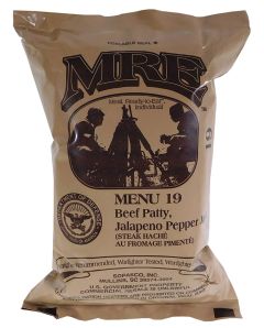 Beef Patty Jalapeno Pepper Jack - Meals Ready To Eat US Military MREs - Menu 19 - 2024 Inspection Date