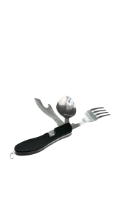 Detachable 4 in 1 Stainless Still Survival Utensil - Black 