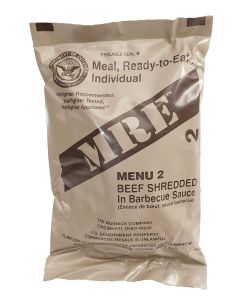 Beef Shredded in Barbecue Sauce - Meals Ready To Eat US Military MREs - Menu 2 - 2024 Inspection Date