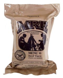 Beef Taco - Meals Ready To Eat US Military MREs - Menu 6 - 2024 Inspection Date