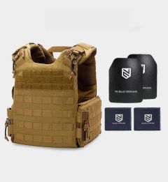 Quad 2.0 Plate Carrier With Level 3+ Armor Plates And Side Panels Level 3a Bundle - Brown