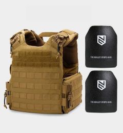 Quad 2.0 Plate Carrier With Level 4 Armor Plates Bundle - Brown