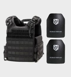 Quad 2.0 Plate Carrier With Level 4 Armor Plates Bundle - Black