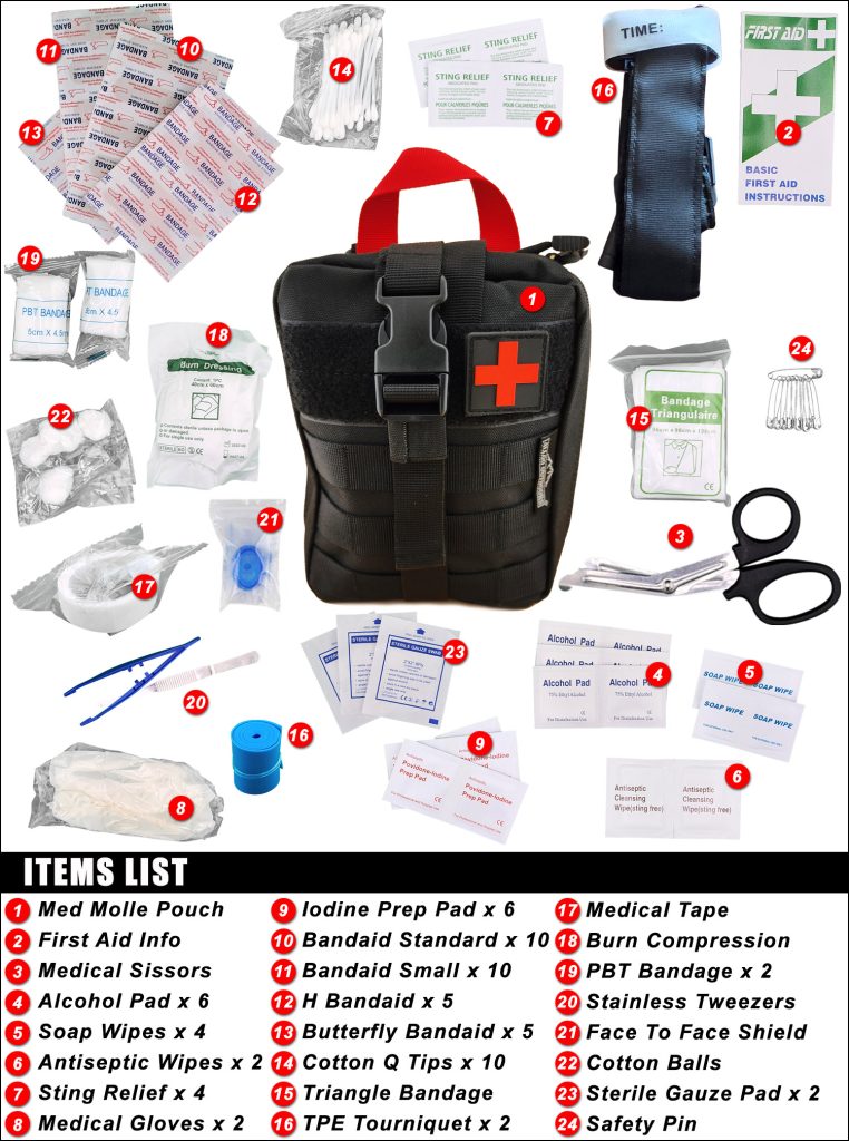 Allgo Outdoors Basic Survival First Aid Trauma Med Kit – Med Kit 2 – Black