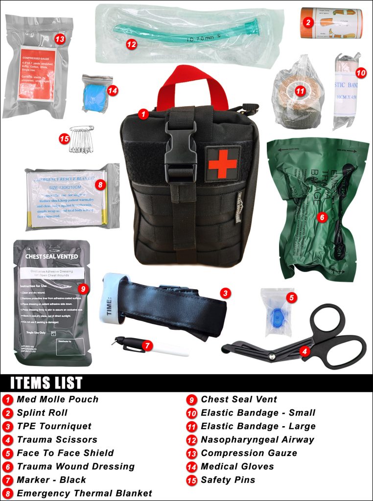 Allgo Outdoors Survival First Aid Trauma Med Kit – Med Kit 4 – Black