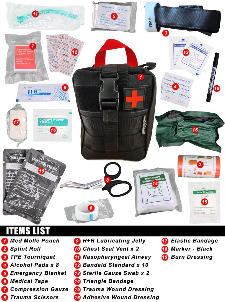 Allgo Outdoors Survival First Aid Trauma Med Kit – Med Kit 5 – Black