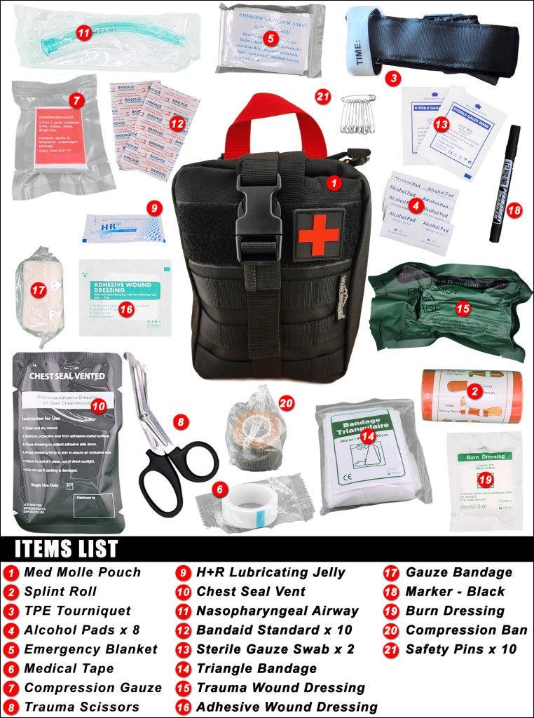 Allgo Outdoors Survival First Aid Trauma Med Kit – Med Kit 5 – Black