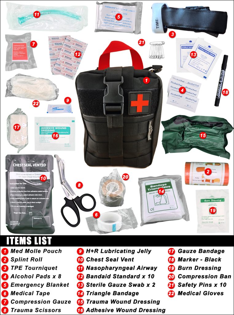 Allgo Outdoors Survival First Aid Trauma Med Kit – Med Kit 5 – Black