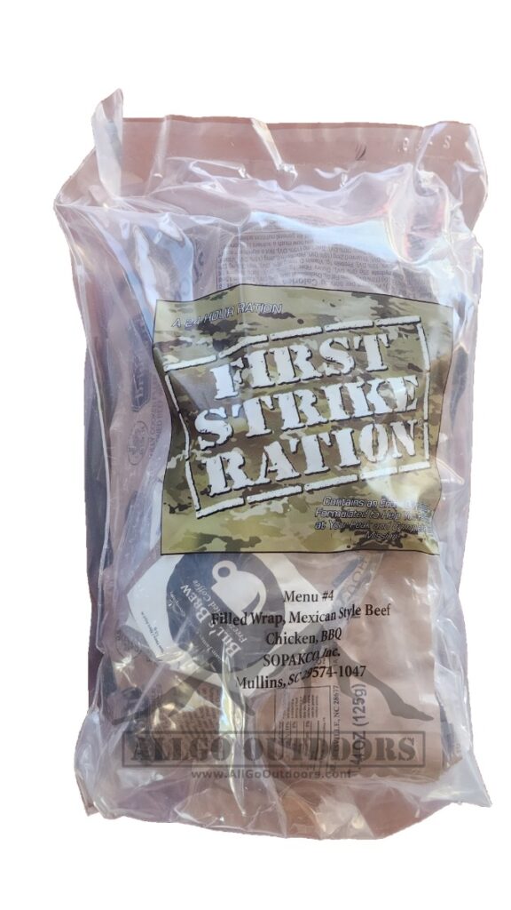 First Strike Ration FSR – Menu 4 – BBQ Chicken and Mexican Beef Wrap