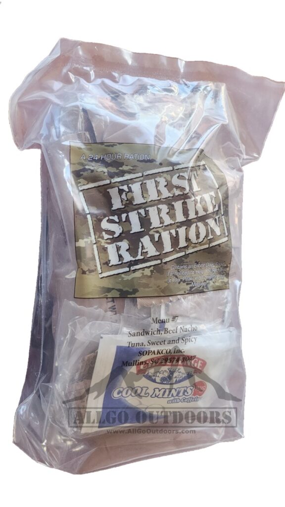 First Strike Ration FSR – Menu 7 – Beef Nacho Sandwich and Spicy Tuna