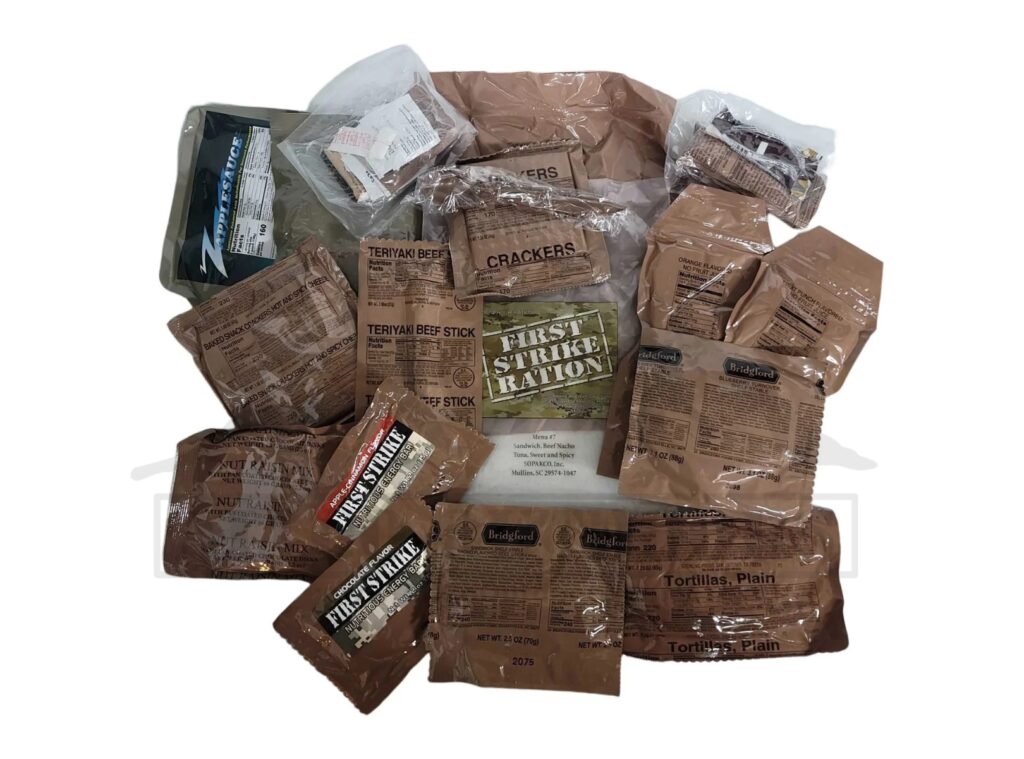 First Strike Ration FSR – Menu 7 – Beef Nacho Sandwich and Spicy Tuna