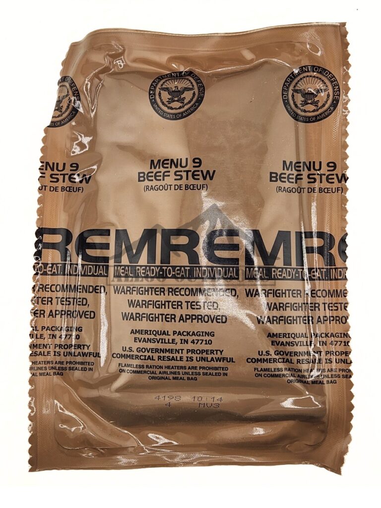 Beef Stew – Menu 9 – 2027 Inspection Date – Meals Ready To Eat US Military MREs