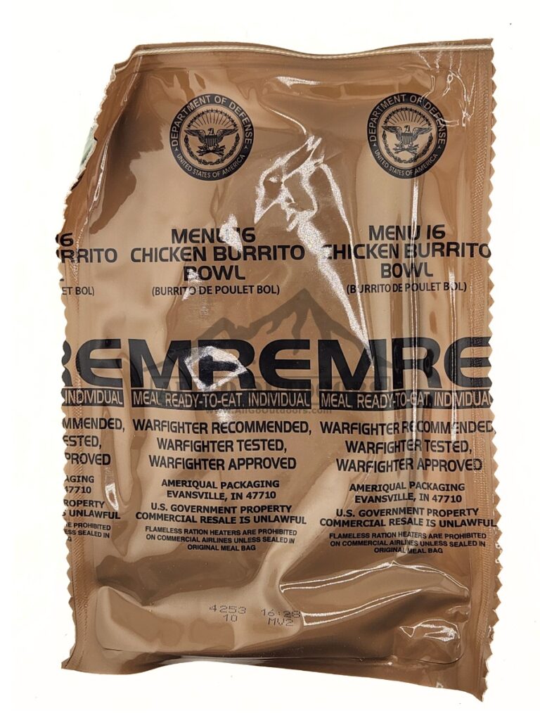 Chicken Burrito Bowl – Menu 16 – 2027 Inspection Date – Meals Ready To Eat US Military MREs