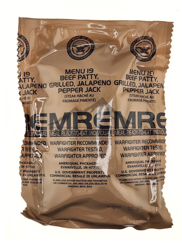 Jalapeno Pepper Jack Beef Patty – Menu 19 – 2027 Inspection Date – Meals Ready To Eat US Military MREs