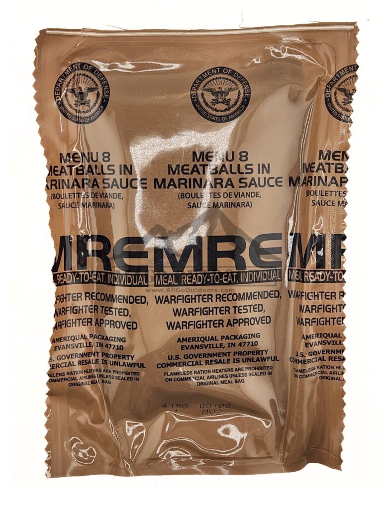 Meatballs In Marinara Sauce – Menu 8 – 2026 Inspection Date – Meals Ready To Eat US Military MREs