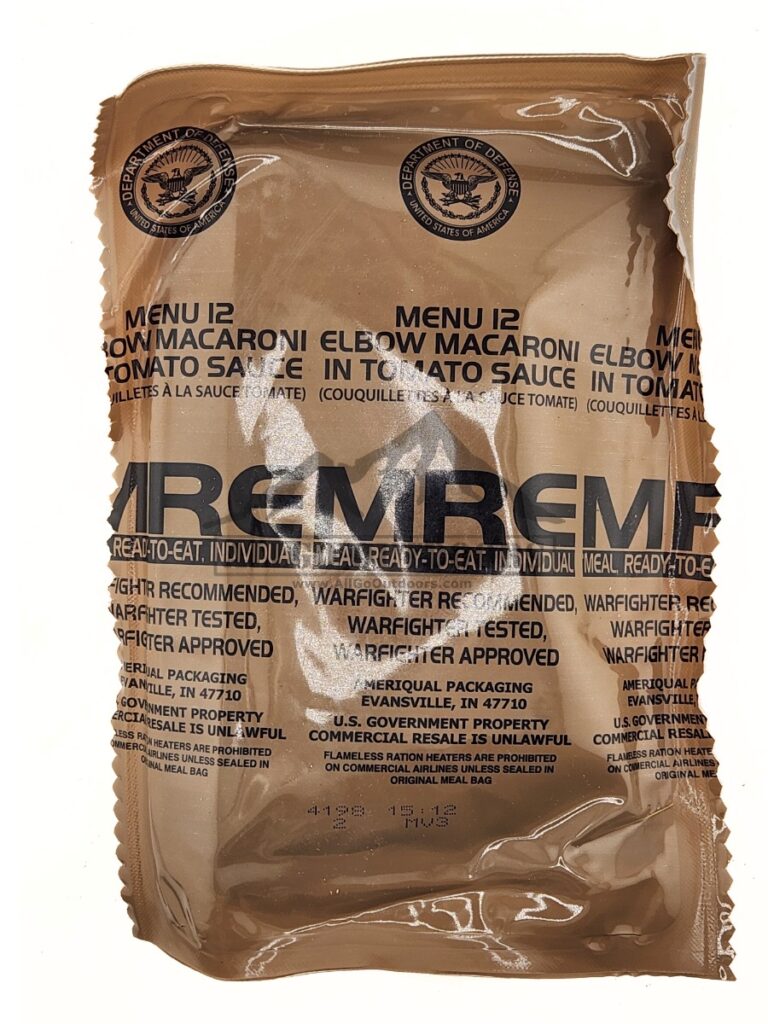 Elbow Macaroni – Menu 12 – 2026 Inspection Date – Meals Ready To Eat US Military MREs