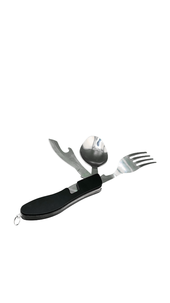 Detachable 4 in 1 Stainless Still Survival Utensil – Black