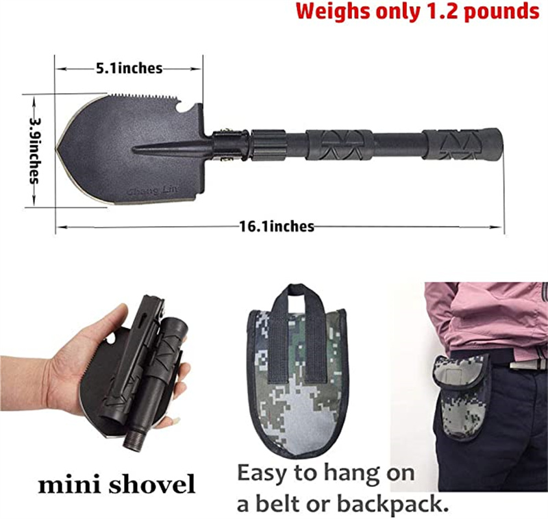 16in Portable Heavy Duty Alloy Steel Multi Tool Shovel Axe and Pickaxe