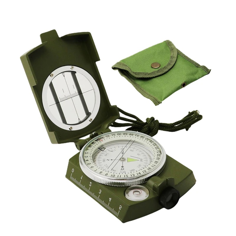 Aluminum Waterproof High Precision Surveying Compass with Pouch For Hiking and Survival