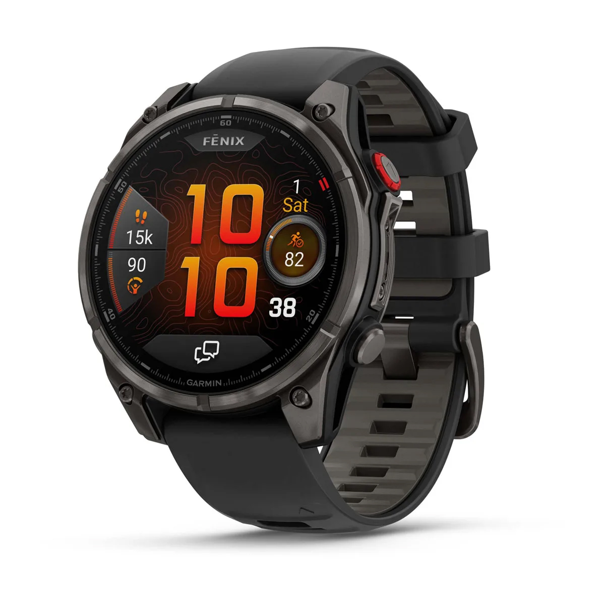 Garmin Fenix 8 Pro – 51 mm – AMOLED Sapphire – Carbon Gray DLC Titanium with Black/Pebble Gray Silicone Band – 010-03199-00