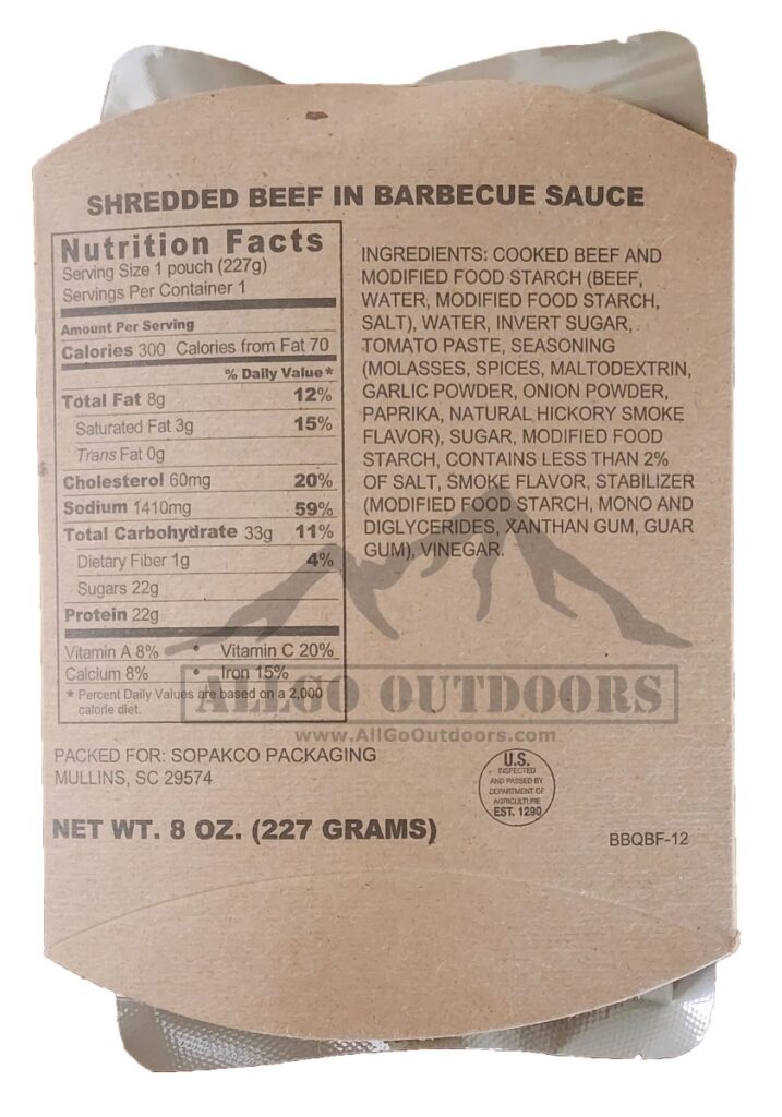 Beef Shredded In Barbecue Sauce Entree Only – Packs