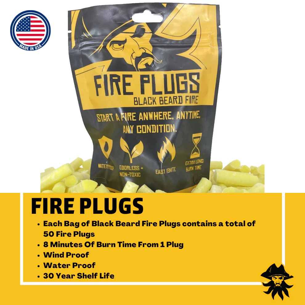 Black Beard Fire Plugs Fire Starter Tinder – 50 Plugs