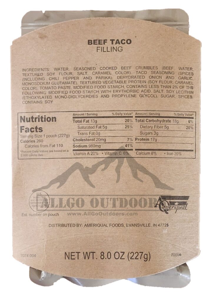 Beef Taco Entree Only – Packs