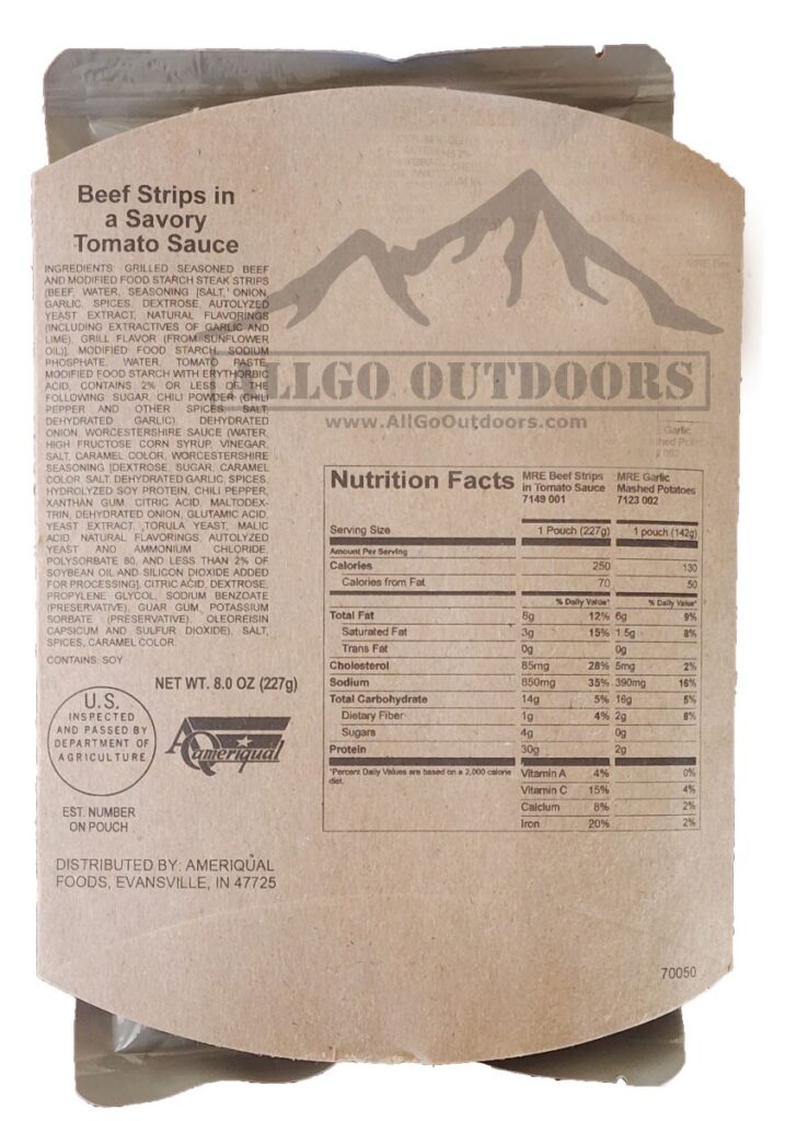 Beef Strips in Tomato Sauce Entree Only – Packs