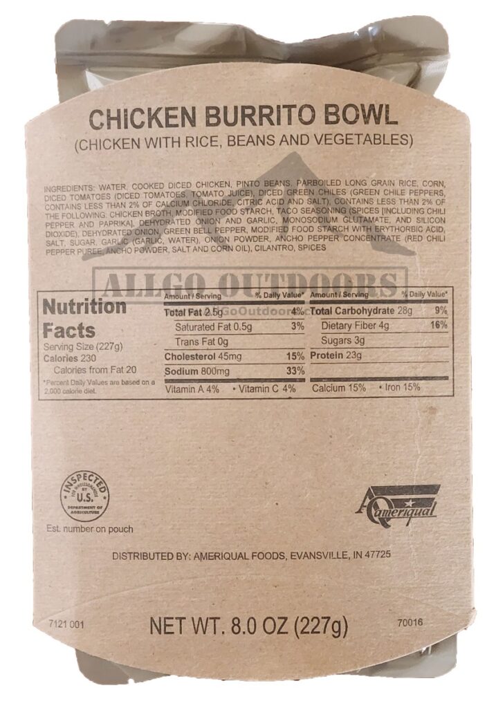 Chicken Burrito Bowl Entree Only – Packs