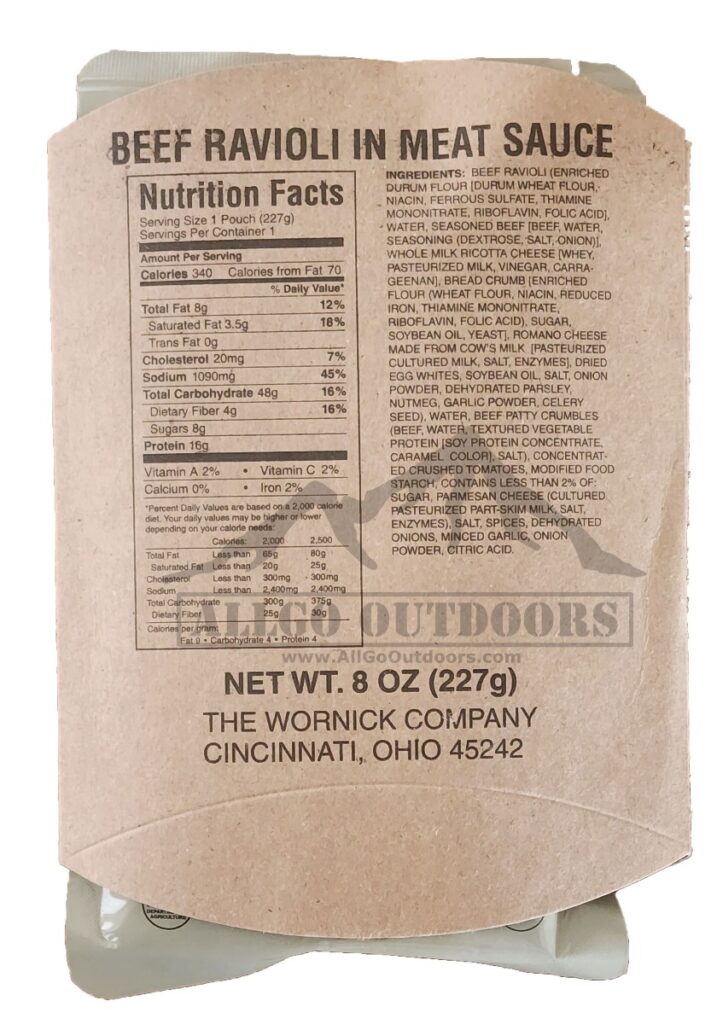 Beef Ravioli in Beef Sauce Entree Only – Packs