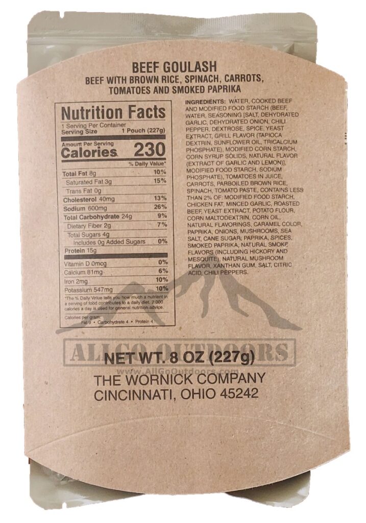 Beef Goulash Entree Only – Packs