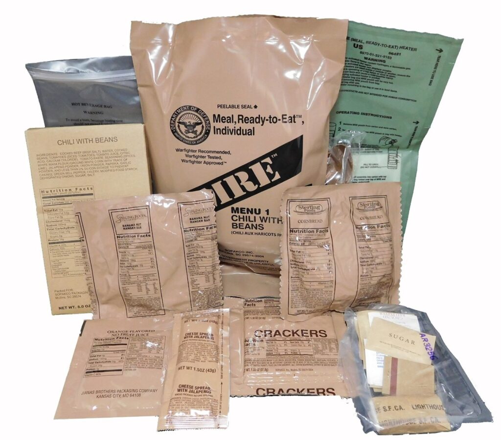 Chili With Beans – Meals Ready To Eat US Military MREs – Menu 1 – 2024 Inspection Date