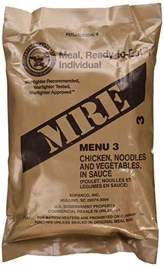 Chicken And Noodles – Meals Ready To Eat US Military MREs – Menu 3 – 2024 Inspection Date