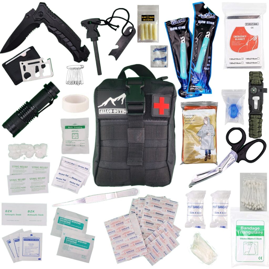 Allgo Outdoors Survival Needs Kit 3 – Survival and Med Starter Kit – Black