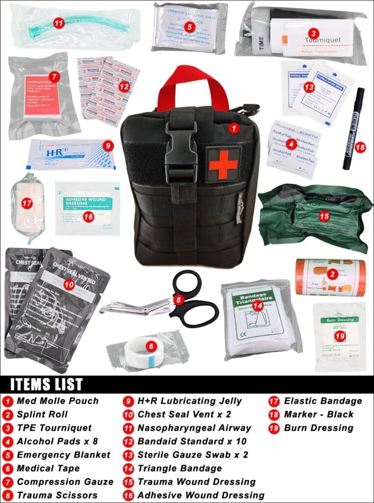 Allgo Outdoors Survival First Aid Trauma Med Kit – Med Kit 5 – Black