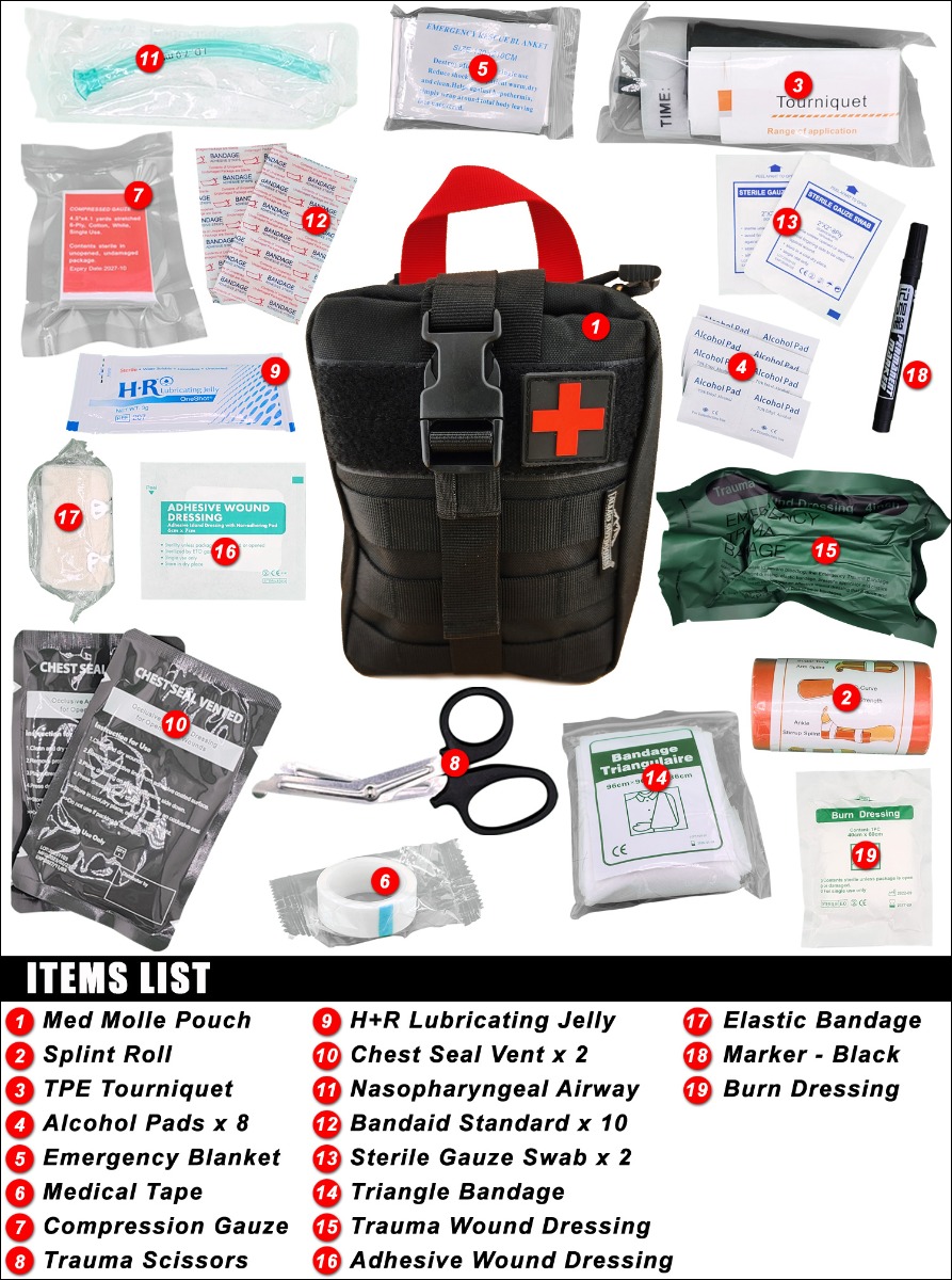 Allgo Outdoors Survival First Aid Trauma Med Kit – Med Kit 5 – Black