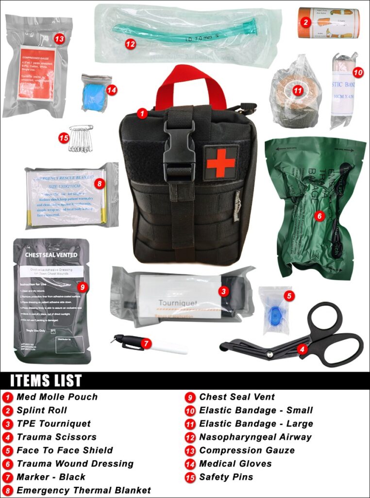 Allgo Outdoors Survival First Aid Trauma Med Kit – Med Kit 4 – Black