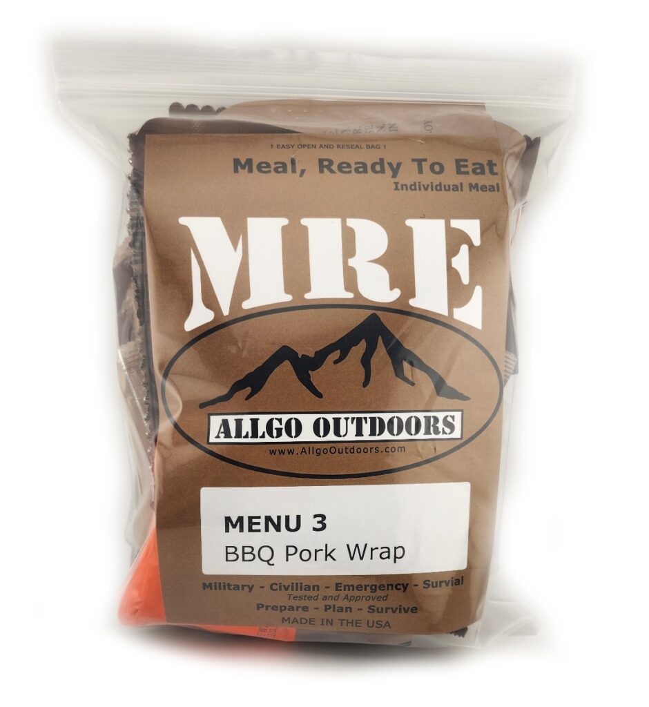 BBQ Pork Wrap – Menu 3 – Allgo Outdoors Military Spec MRE Meals Ready To Eat