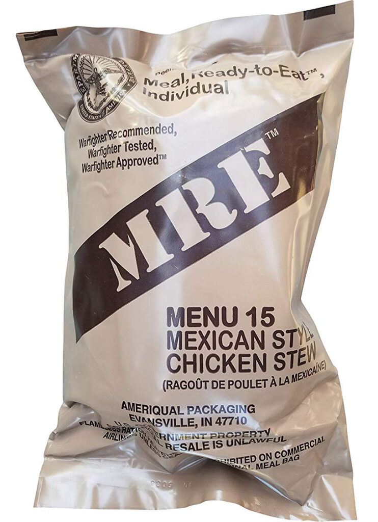 Mexican Style Chicken Stew – Meals Ready To Eat US Military MREs – Menu 15 – 2024 Inspection Date