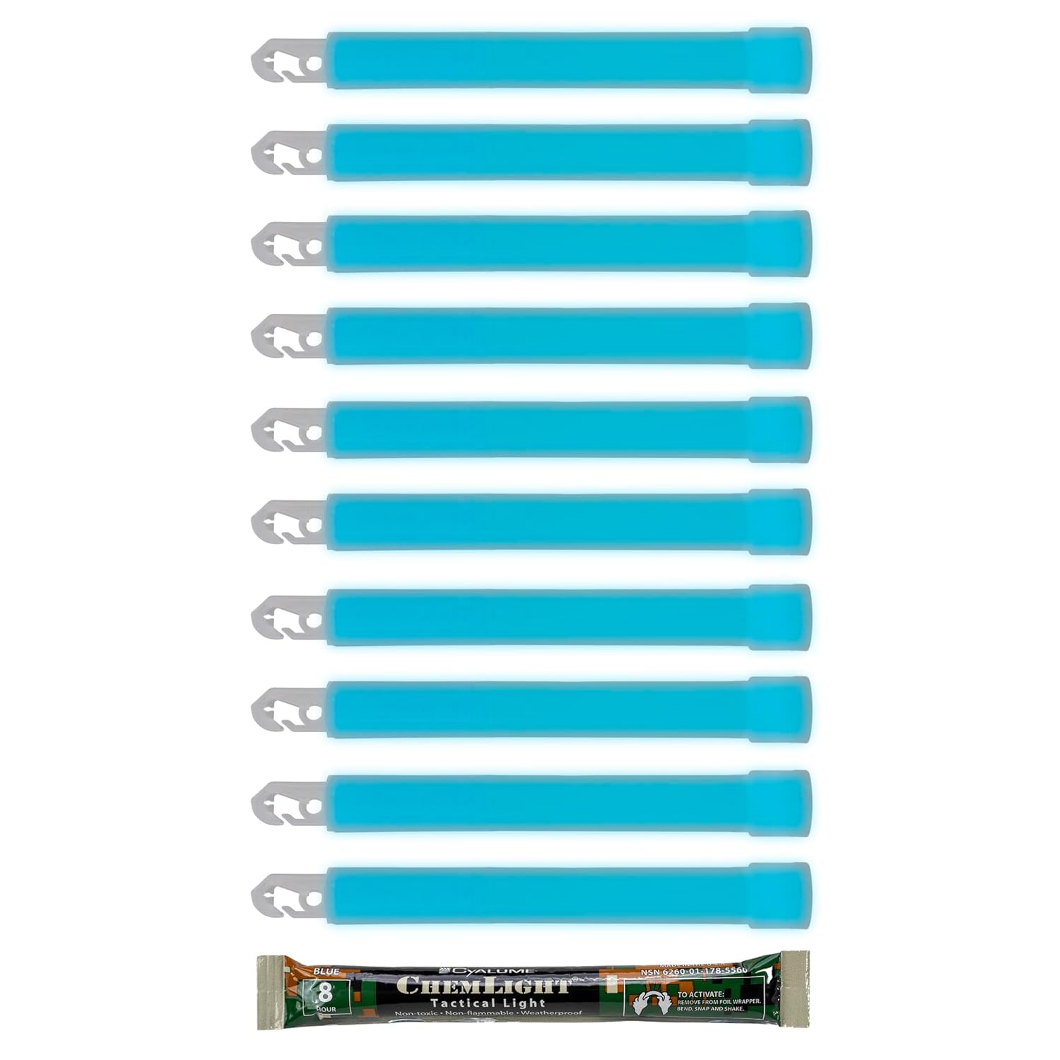 Cyalume ChemLight Light Stick Military Grade 8 Hour 6 Inch 10 Pack Blue