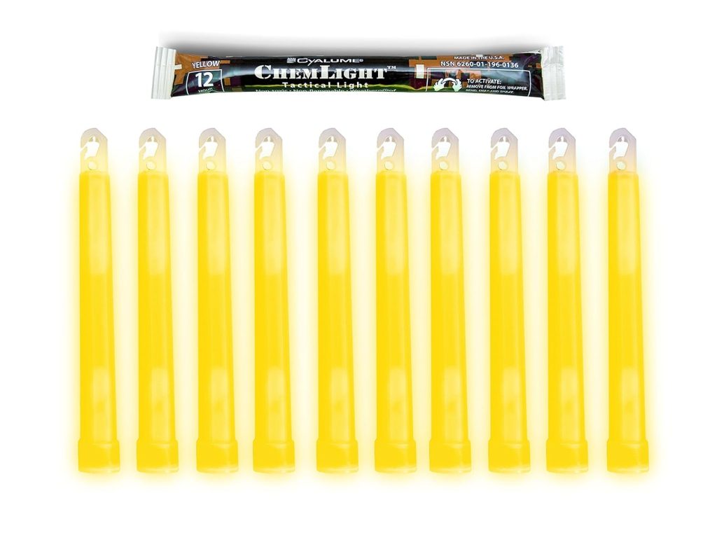 Cyalume ChemLight Light Stick Military Grade 12 Hour 6 Inch 10 Pack Yellow