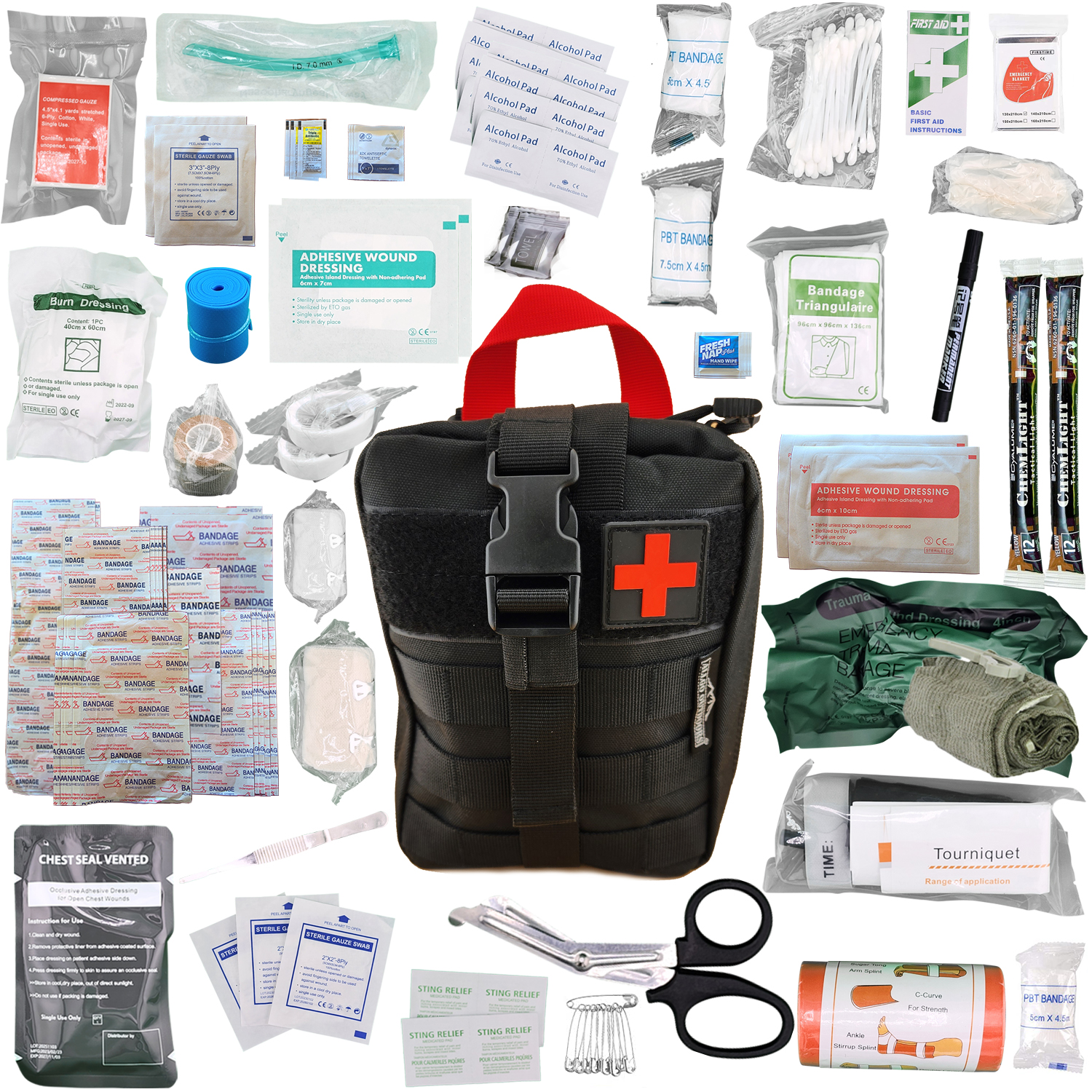 Allgo Outdoors Trauma Advanced Kit with Tourniquet – Trauma Kit 1 – 160+ Piece Kit