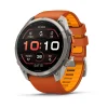 Garmin Fenix 9 Pro – 51 mm - AMOLED Sapphire - Titanium with with Autumn Orange/Spark Orange Silicone Band - 010-04337-05