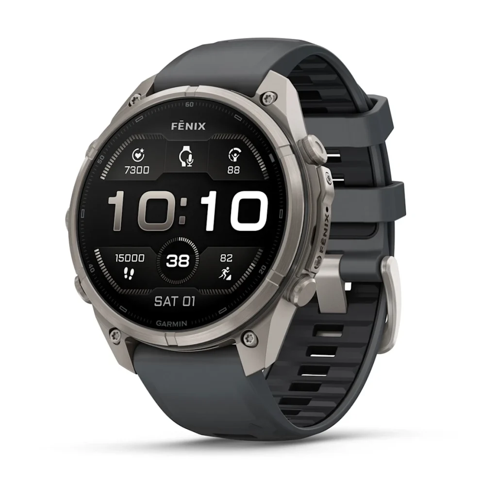 Garmin Fenix 9 Pro – 47 mm – AMOLED Sapphire – Titanium with Graphite/Black Silicone Band – 010-04336-25